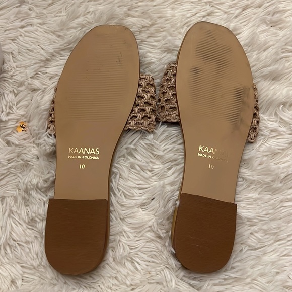 Kaanas Key Largo Sandal Tan Sand Braid Boho Slide Open Toe Shoe Resort Heel - Picture 5 of 6